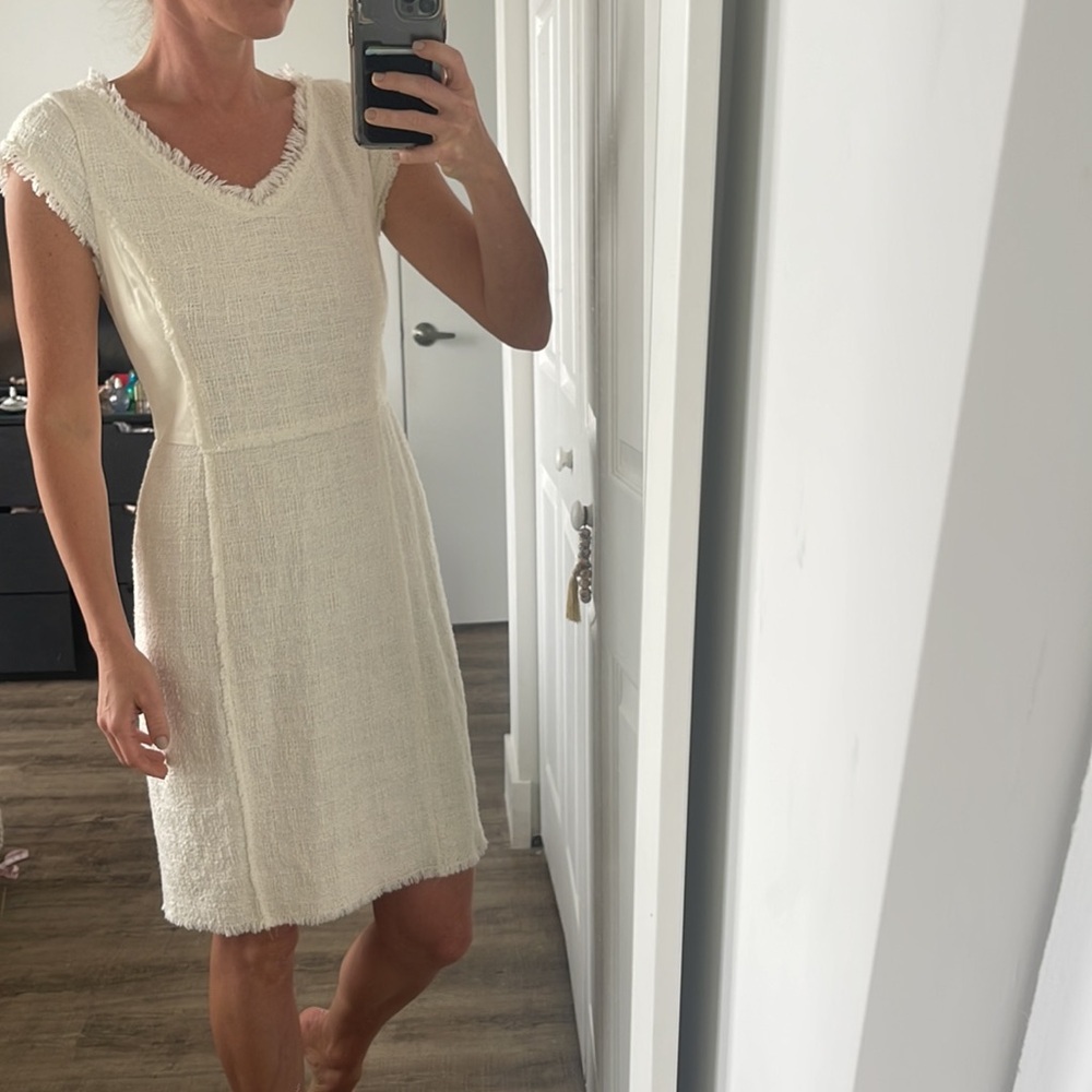 Rebecca Taylor Cream A-Line Flutter Sleeve Dress